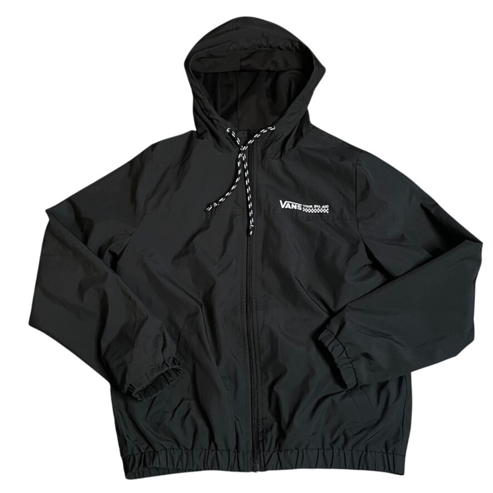 Vans Black Hooded Windbreaker Jacket Lightweight Casual Outerwear Womens‎ XS